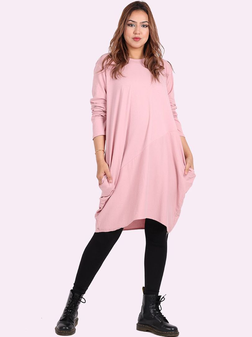 Sasha Cotton Dress - Pink Long Sleeve image 0